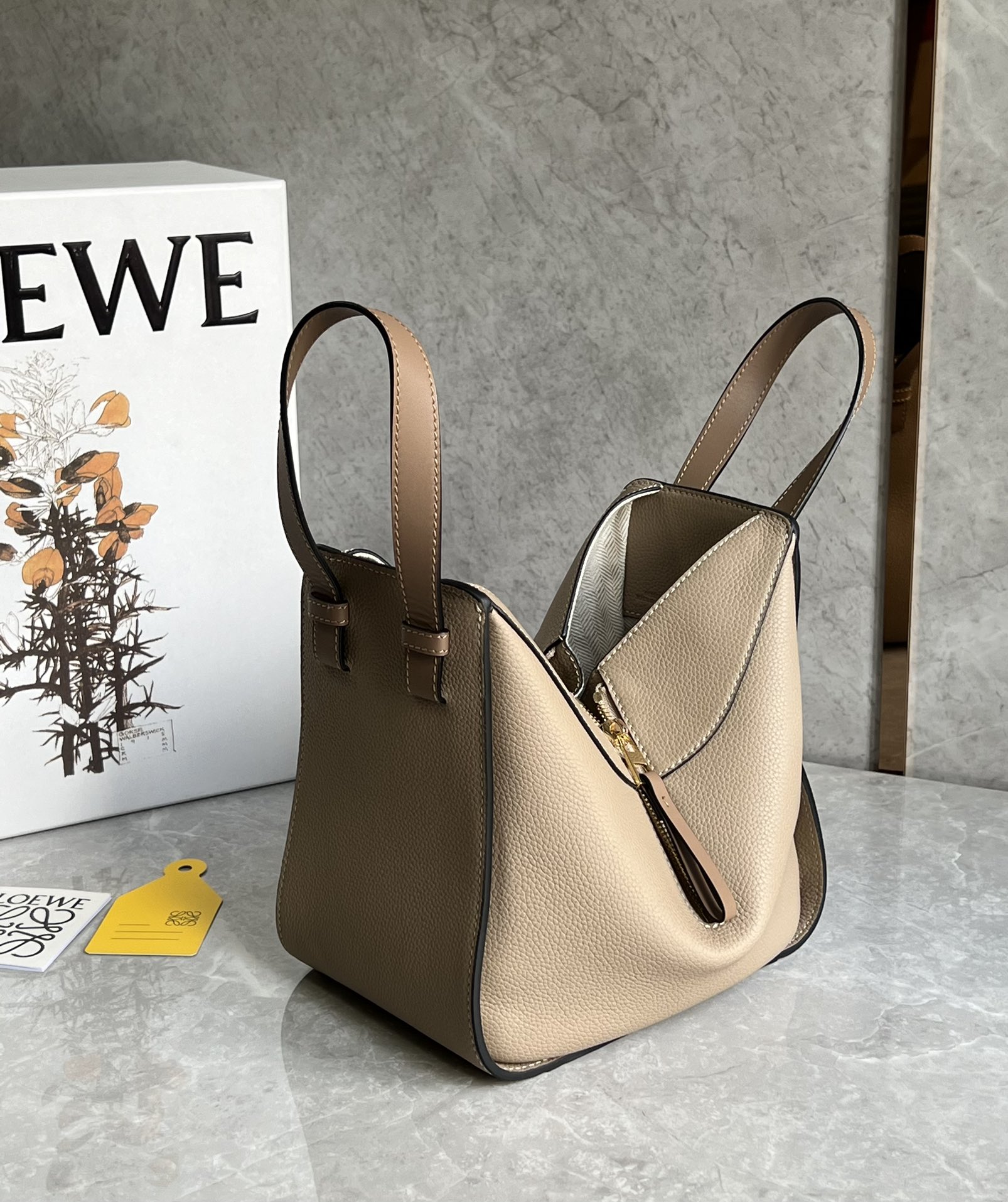 Loewe Compact Hammock Bag in Soft Grained Calfskin Khaki